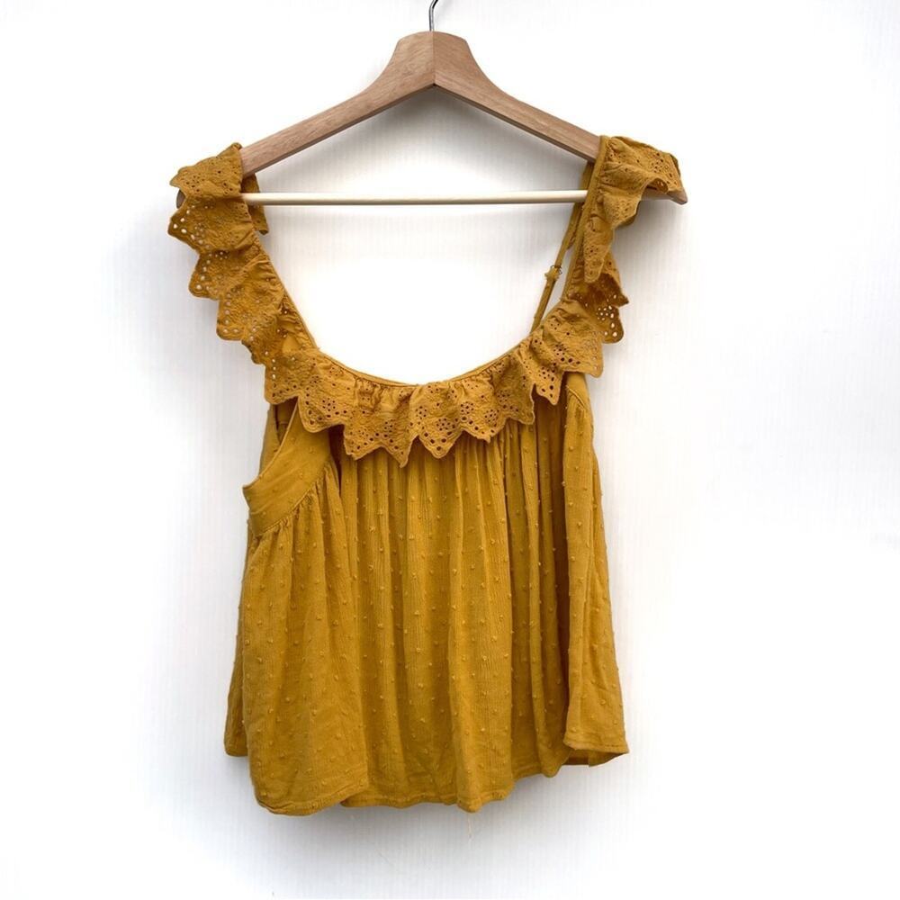 Altar’d State yellow tie back detail eyelet ruffle straps size medium